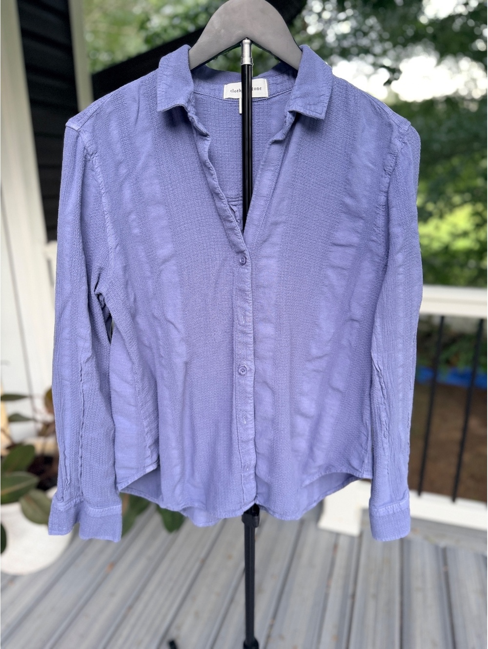 Cloth & Stone Women's Medium Blue Rayon Linen Button-Up Shirt